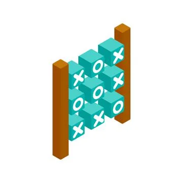 Tic tac toe game isometric 3d icon Stock Illustration