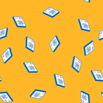 Tic tac toe game isometric icon seamless pattern Stock Illustration