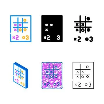 Tic tac toe game minimal color icon vector Stock Illustration