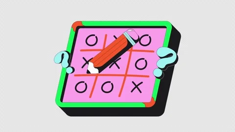 Tic tac toe game over flash message error animation Stock Footage 332271802