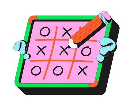 Tic tac toe game over flash message error illustration Stock Illustration