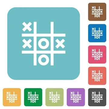 Tic tac toe game rounded square flat icons Stock Illustration
