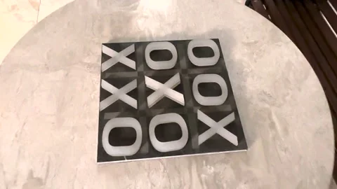Tic-tac-toe  game which is made of marble stone slow Stock Footage 236835027