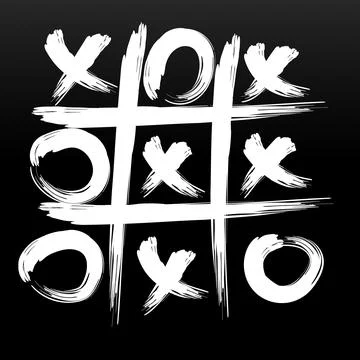 Tic tac toe hand drawing isolated on black background. Vector illustration Stock Illustration