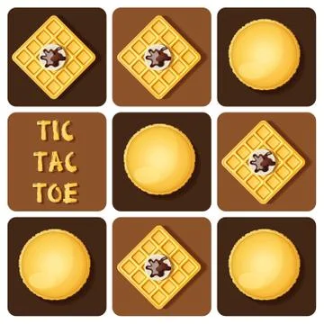 Tic-Tac-Toe of macaron and waffle Stock Illustration