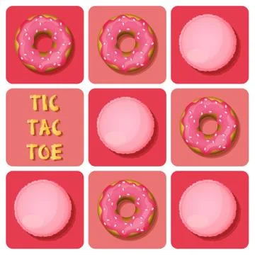Tic-Tac-Toe of macaron and donut Stock Illustration
