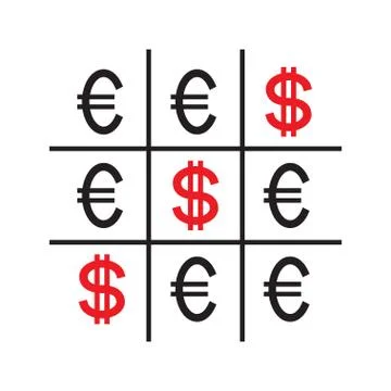 Tic-tac-toe money concept Stock Illustration