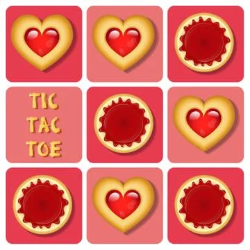Tic-Tac-Toe of pudding and cookie Stock Illustration