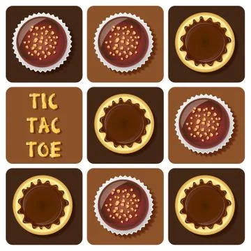 Tic-Tac-Toe of pudding and chocolate ball Stock Illustration