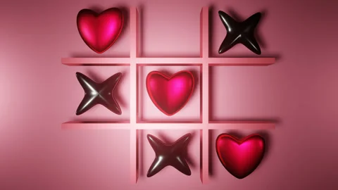 Tic Tac Toe WIth Red Hearts in a Seamless Loop. Valentine's Day Concept. Stock Footage 228769997