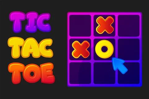 TIC TAC TOE UI with arow cursor. Vector cartoon strategy game noughts and cro Stock-Illustration
