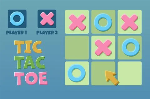 TIC TAC TOE UI with arow cursor. Board logic game for your game development U Illustrazione stock