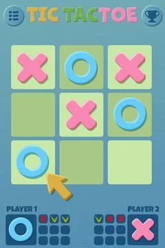 TIC TAC TOE UI with arow cursor. Board logic game for your game development.. Stock Illustration