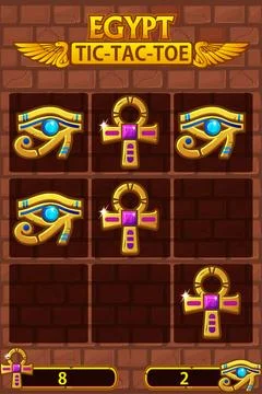 TIC TAC TOE UI in Egyptian themed. Board logic game for your game development Stock Illustration