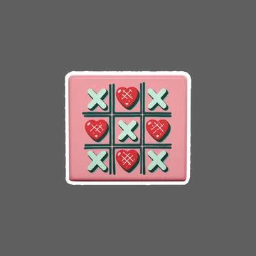 Tic tac toe valentines day sticker Stock-Illustration