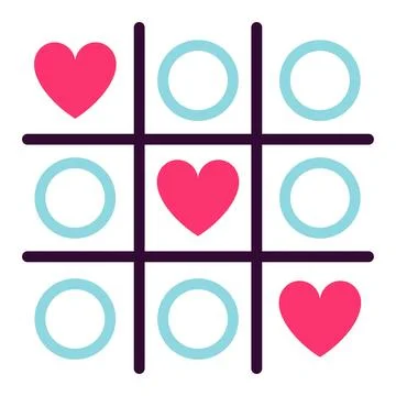 Tic Tac Toe. Valentine's Day. Flat style vector illustration Stock-Illustration