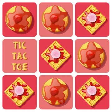 Tic-Tac-Toe of waffle and pancake Stock Illustration
