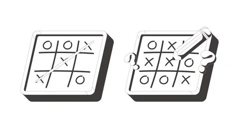 Tic tac toe winning and losing clean flash message illustration set Illustration