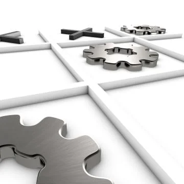 Tic tac toe winning vision with gears Stock Illustration