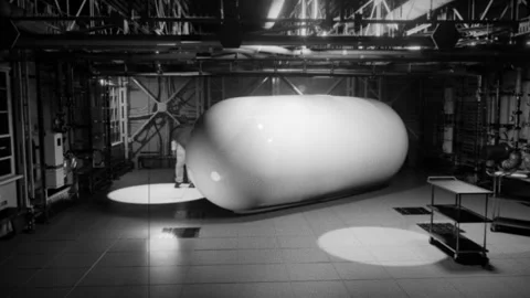 Tic-Tac UFO UAP in Hangar Stock Footage 258484748