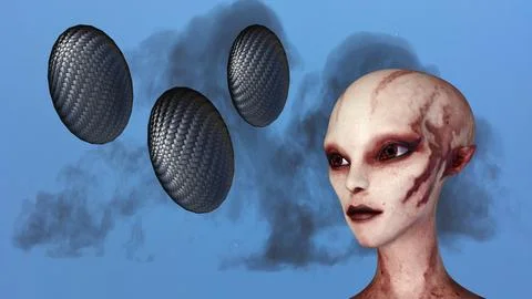 Tic tac ufos alien head flesh white and red 스톡 일러스트