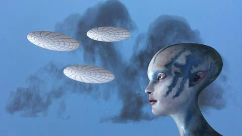 Tic tac ufos alien head frosted look Stock Illustration