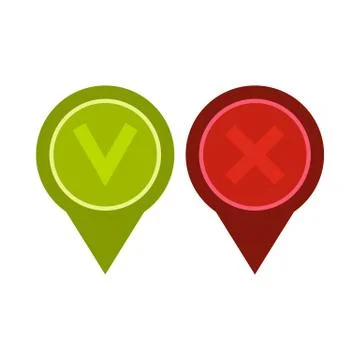 Tick affirmative and negative icon, flat style Stock Illustration