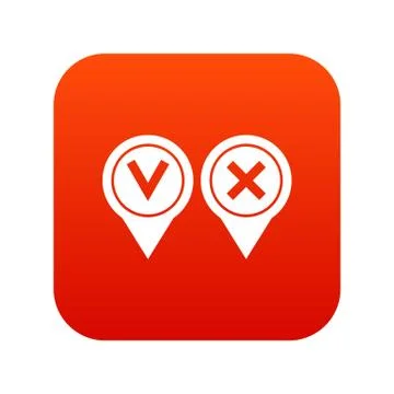 Tick affirmative and negative icon digital red Stock Illustration