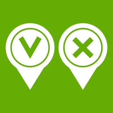 Tick affirmative and negative icon green Stock Illustration