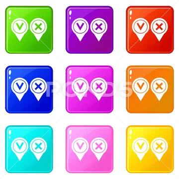 Tick affirmative and negative icons 9 set ~ Clip Art #77724515