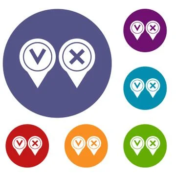 Tick affirmative and negative icons set Stock Illustration