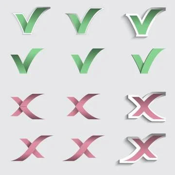 Tick and cross. check mark stickers. Stock Illustration