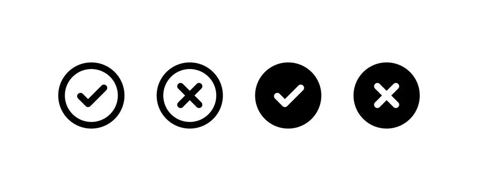 Tick and Cross checkmark. Vector icon design. Stock Illustration