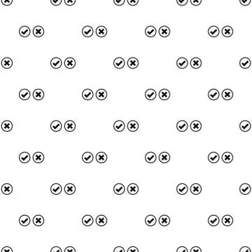 Tick and cross on a circle pattern, simple style Illustrazione stock