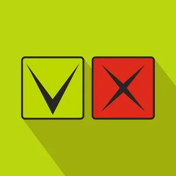 Tick and cross icon, flat style Stock Illustration
