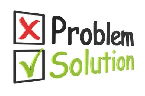Tick and cross problem and solution Illustrazione stock
