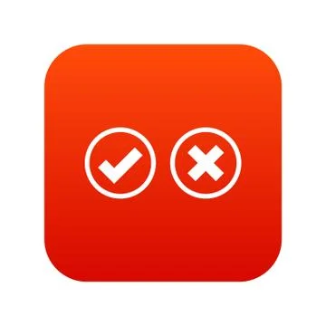 Tick and cross selection icon digital red 스톡 일러스트