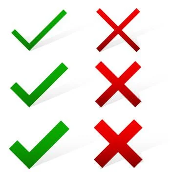 Tick and cross set in different thickness Stock Illustration