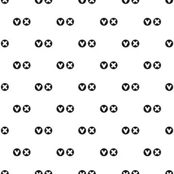 Tick and cross signs pattern, simple style Illustrazione stock