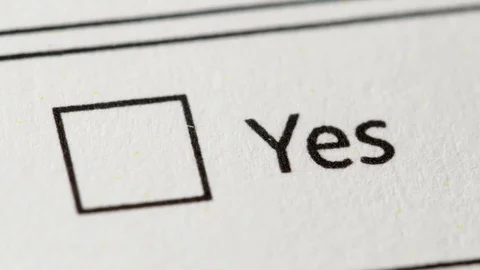 Tick in ballot box, voting and elections. Extreme close up. 스톡 동영상 84483265