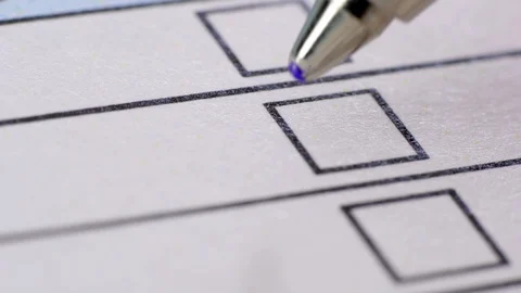 Tick in ballot box, voting and elections. Extreme close up. Stock Footage 120205768