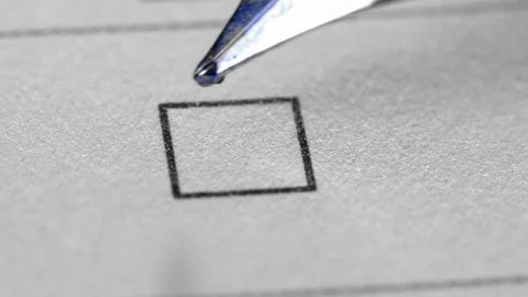 Tick in ballot box, voting and elections. Extreme close up. Stock Footage 121092366
