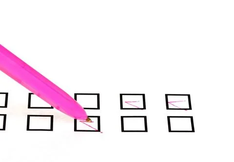 Tick in black square box put tick in black square box by red ballpoint Cop... Stock Photos