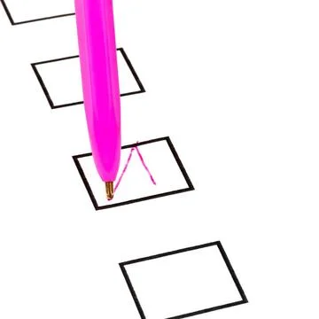 Tick in black square box tick in black square box by pink ball pen Copyrig... Stock Photos