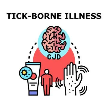 Tick borne illness concept with human health issues Stock Illustration