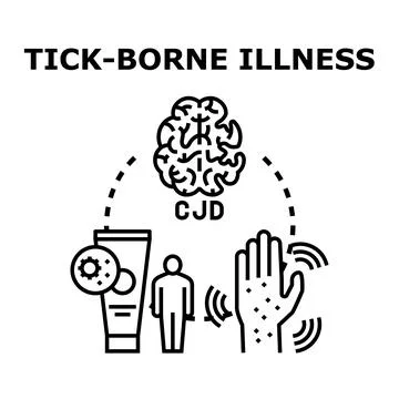 Tick borne illness concept with human health issues Stock Illustration