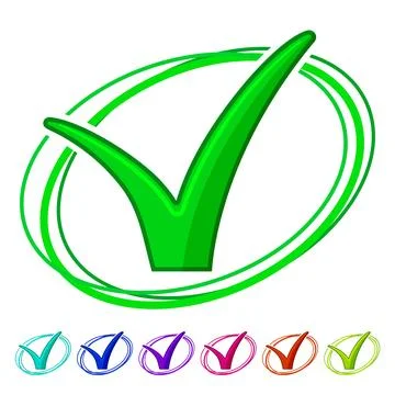 Tick check mark cartoon vector graphic Stock Illustration