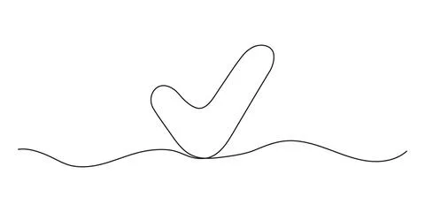 Tick, check mark continuous one line drawing. Approved and verification icon Stock Illustration
