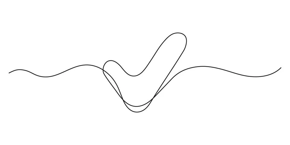 Tick, check mark continuous one line drawing. Approved and verification icon Stock Illustration
