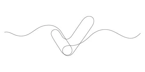 Tick, check mark continuous one line drawing. Approved and verification icon Stock Illustration